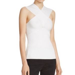 Maje Manhattan Ribbed Knit Bardot/Off The Shoulder Top In White Size 2/M NWT